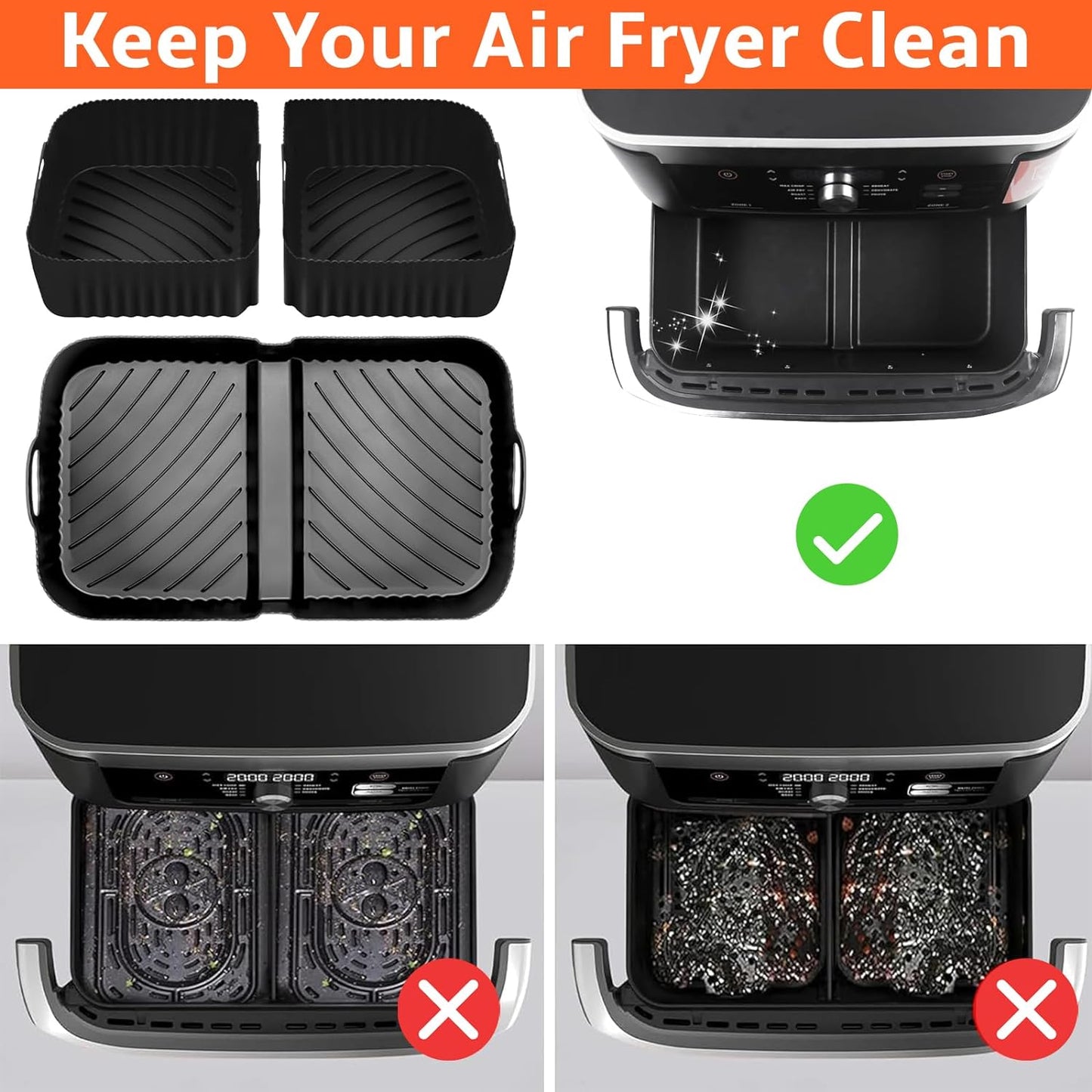 Air Fryer Silicone Liners for Ninja Dz071 7 Qt/Instant 9 Flexbasket Airfryer 3