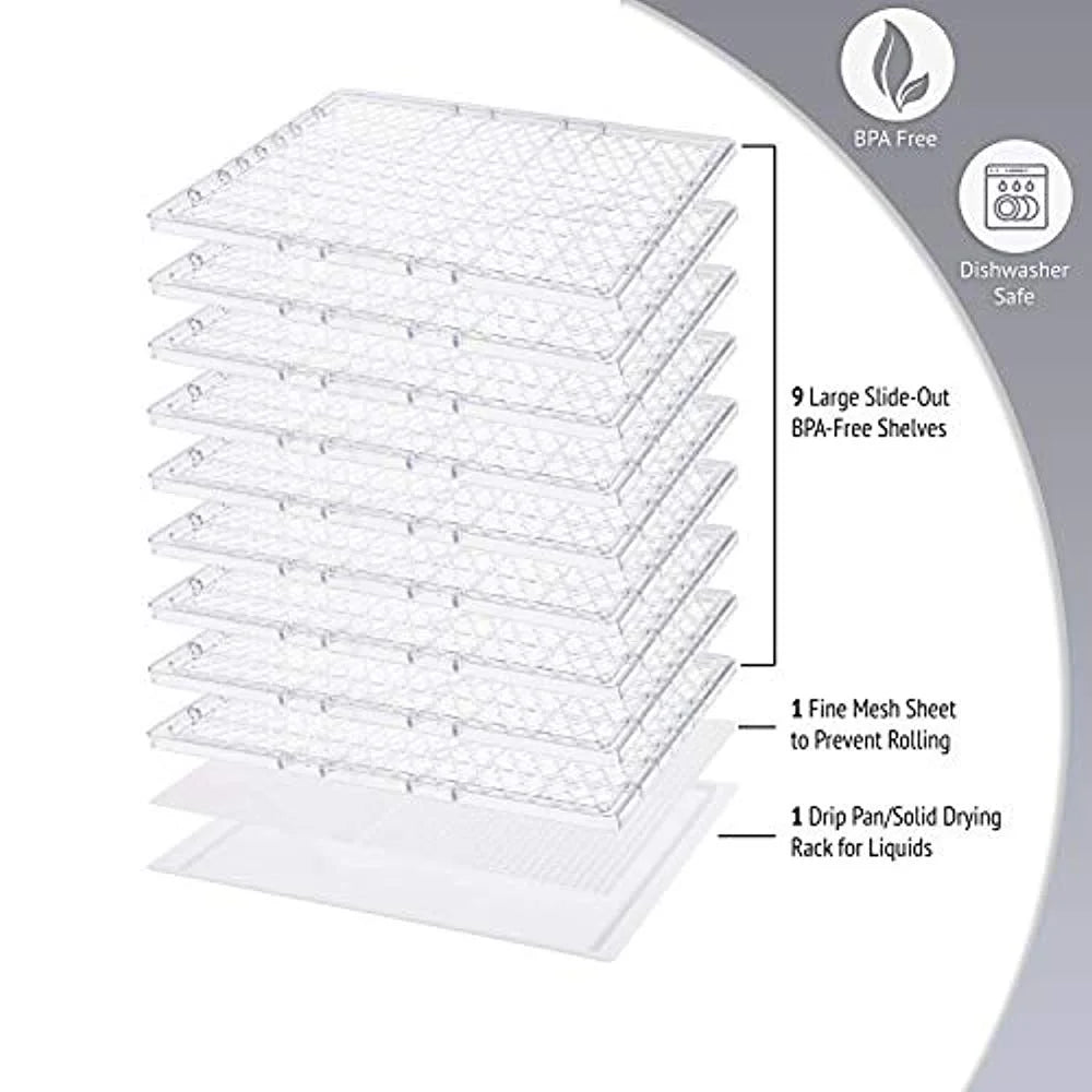 9 Tray Premium Digital Electric Food Dehydrator Machine - 600W