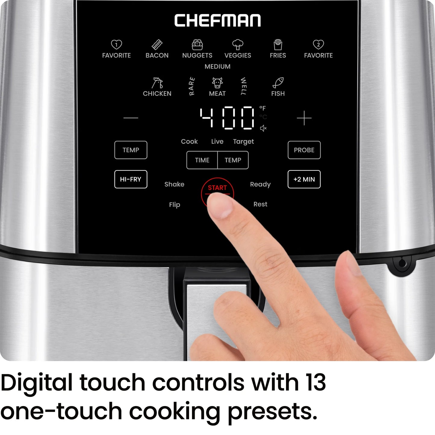 Exactemp 5 Qt. Digital Air Fryer with Temperature Probe - Stainless Steel, New