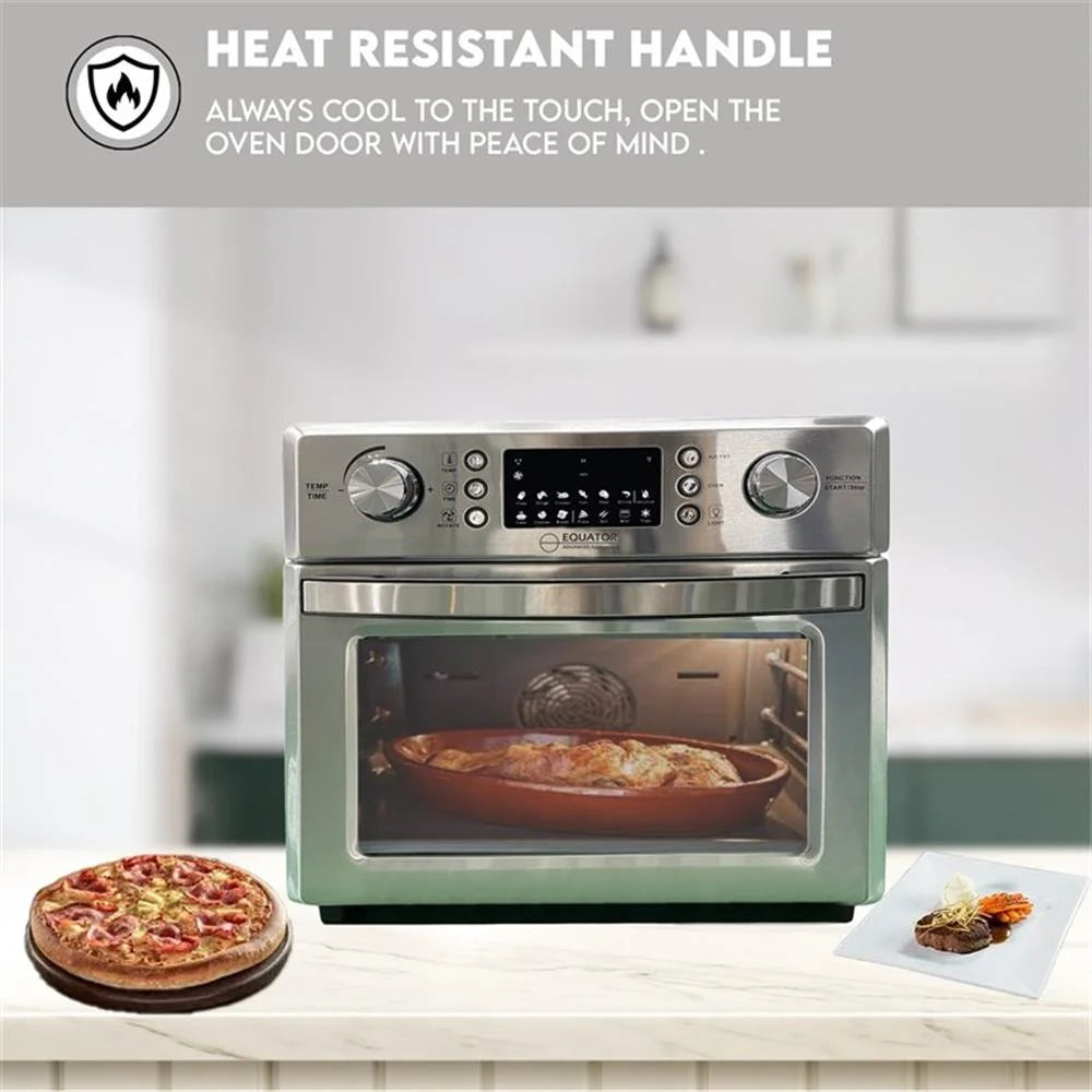 Equator 0.93 Cu.Ft Stainless 5-In-1 Air Fryer, Convection Oven, Pizza Oven, Grill, and Dehydrator with 360 Air Circulation