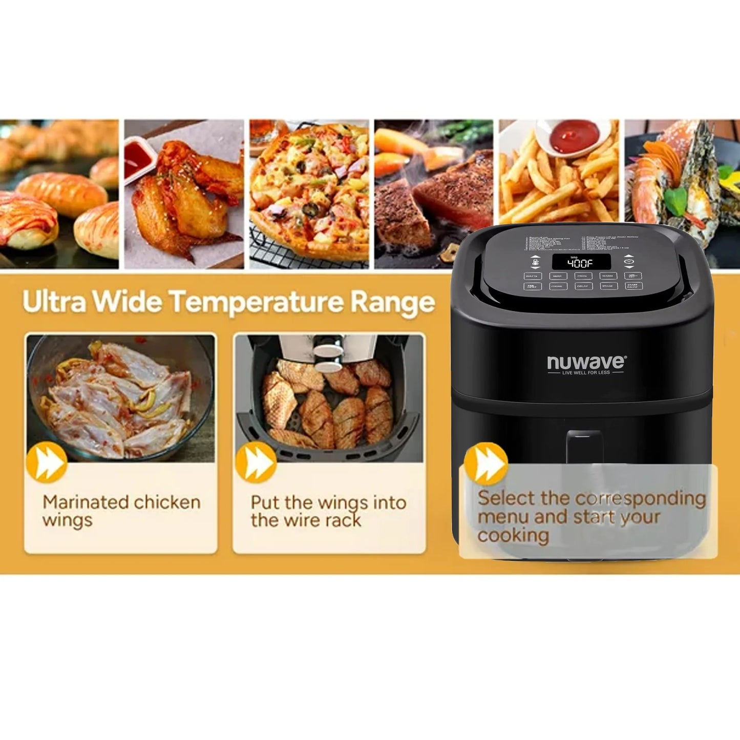 Brio 6-Quart Digital Air Fryer with One-Touch Digital Controls, Automatic Shutoff, Stainless Steel, Cooking