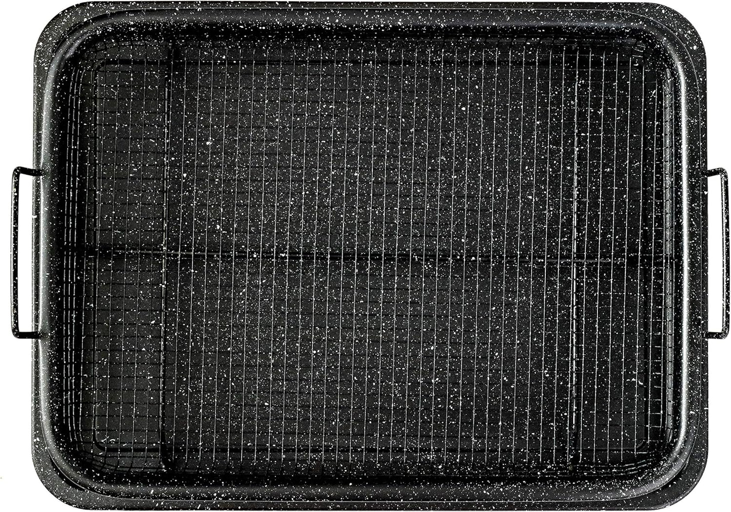 2-Piece Non-Stick Air Fryer Tray Bakeware Set for Oven with Crisper Pan and Cookie Sheet, 13 X 9-Inch (13" X 9" 2-Piece, Black)