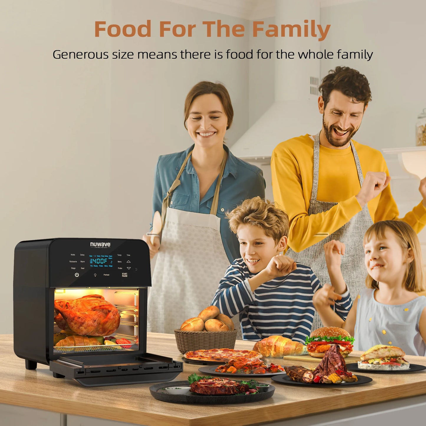 Brio 15.5 Qt Air Fryer, Black - Smart Thermometer