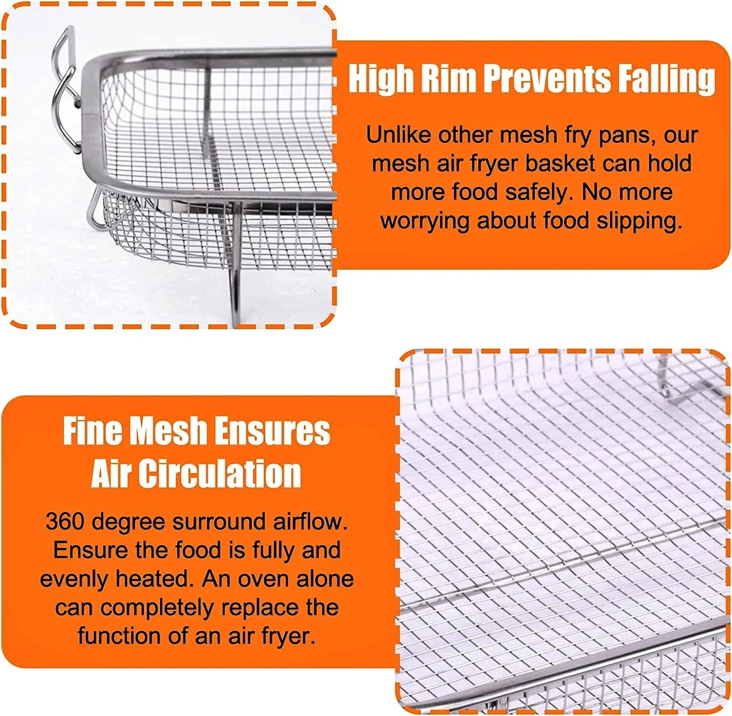 Air Fryer Basket for Oven, 12.8X9.6 Inch 18/8 Stainless Steel Crisper Tray and Basket, Air Fry Crisper Basket Tray & Grease Catcher, Dishwasher Safe