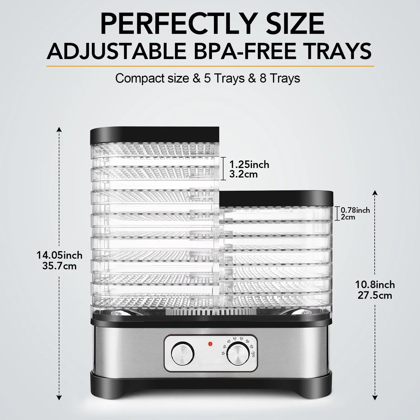 8 Layers Food Dehydrator, Electric Digital Food Dehydrator Machine for Jerky, Fruit, Vegetables & Nuts, Vegetable Dryer with Timer and Temperature Control with LCD Display Screen