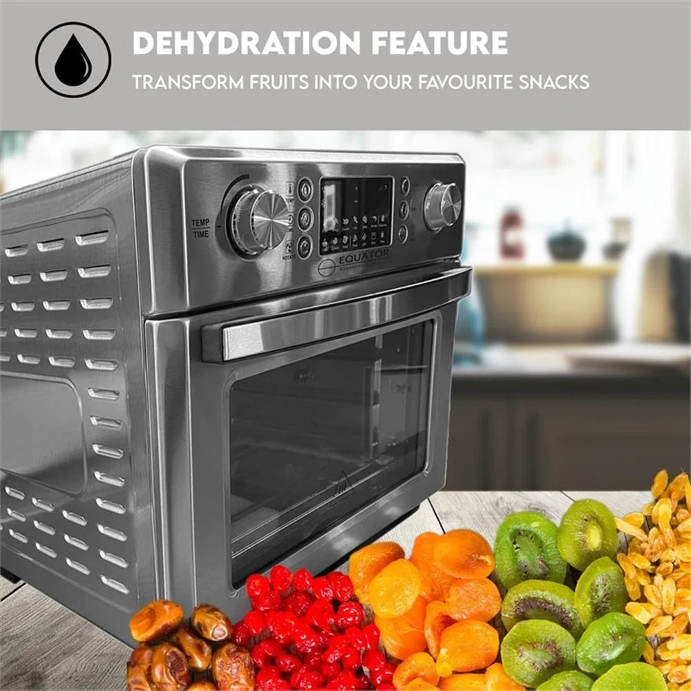 Equator 0.93 Cu.Ft Stainless 5-In-1 Air Fryer, Convection Oven, Pizza Oven, Grill, and Dehydrator with 360 Air Circulation