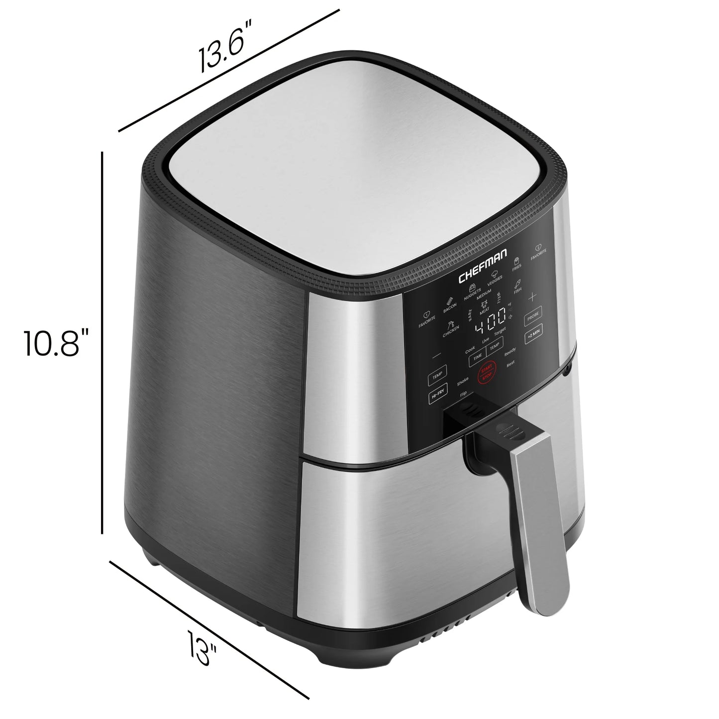 Exactemp 5 Qt. Digital Air Fryer with Temperature Probe - Stainless Steel, New