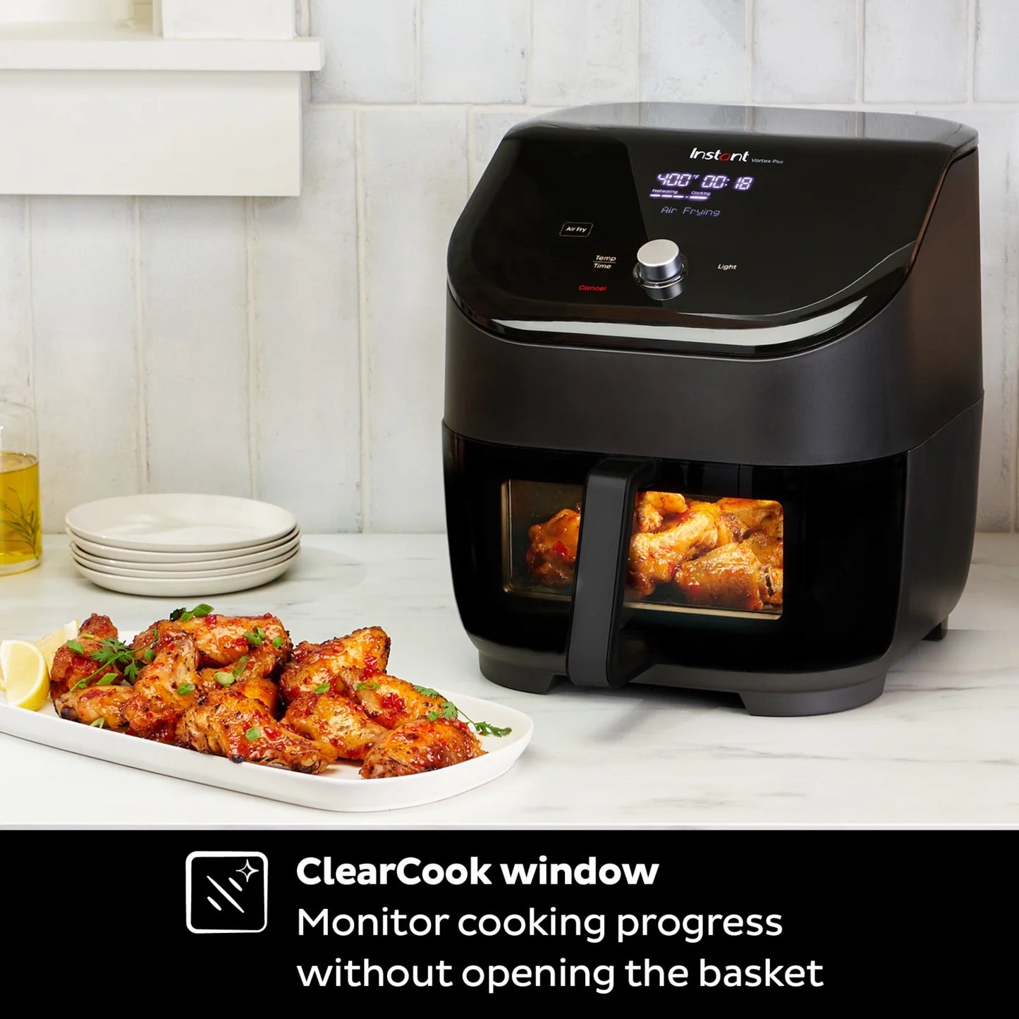 Pot Vortex plus Air Fryer with Clearcook, 6QT, Black