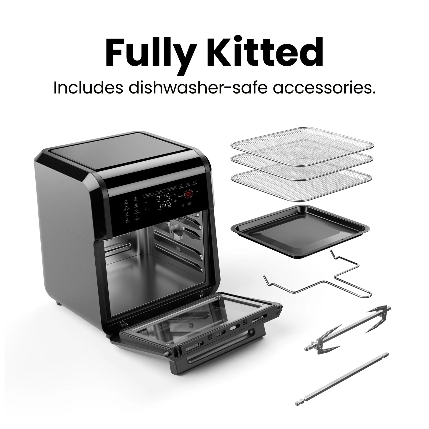 6-In-1 Multifunctional Air Fryer Oven W/ 12 Qt Capacity, Digital Touchscreen - Black, New