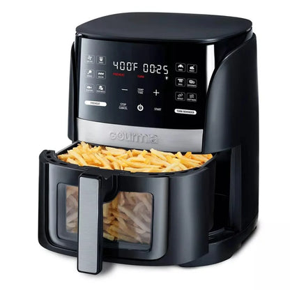 6-Qt Digital Window Air Fryer with 12 Presets & Guided Cooking Black