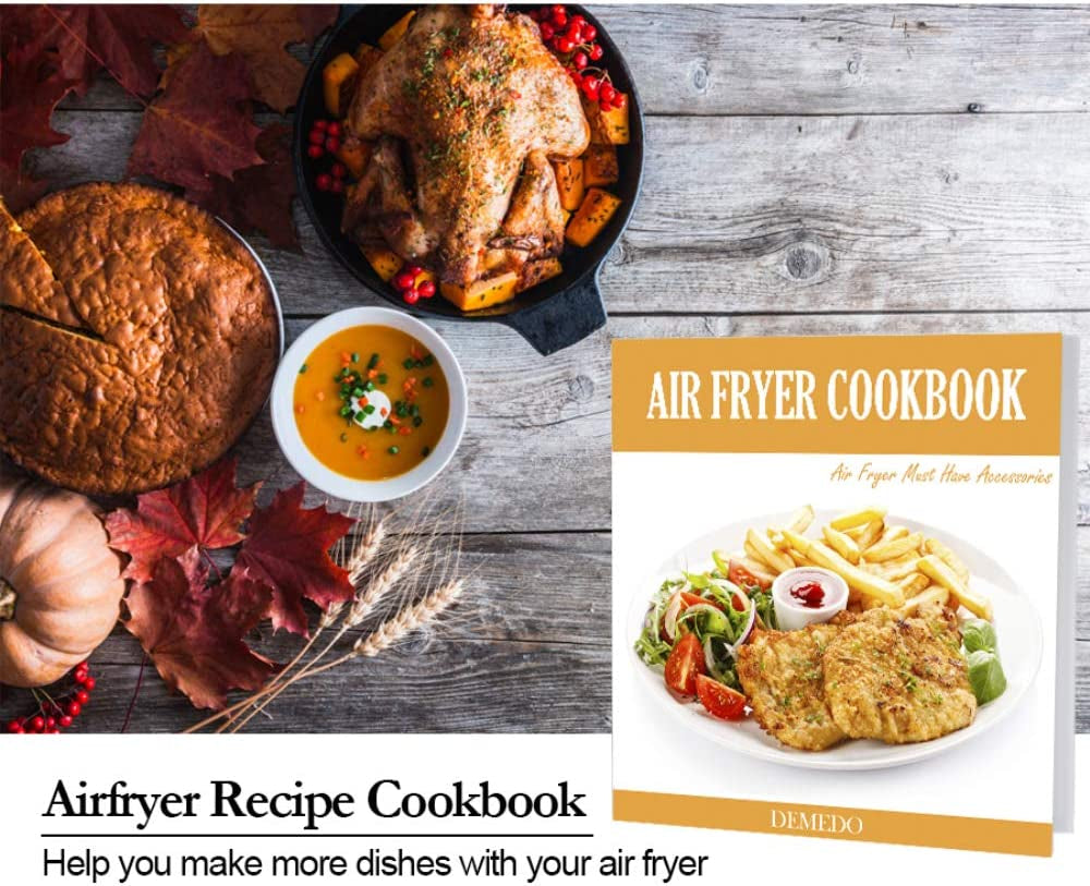 Square Air Fryer Accessories 11 Pcs with Recipe Cookbook Compatible for Philips Air Fryer, COSORI and Other Square Airfryers and Oven, Deluxe Deep Fryer Accessories Set of 12 (8 Inch)