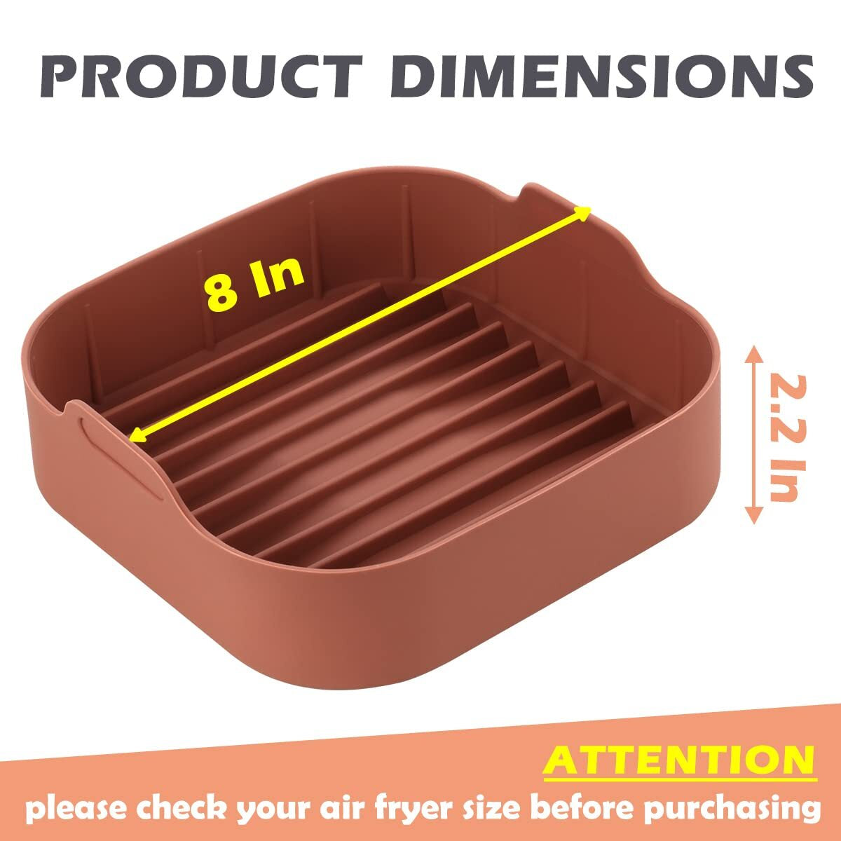 8 Inch Air Fryer Liners Square Silicone Pot with 5 PCS Air Fryer Magnetic Cheat