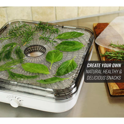Ronco Turbo Ez-Store 5-Tray Dehydrator with Convection Air Flow, Food Preserver Adjustable Temperature Control, Quiet Operation