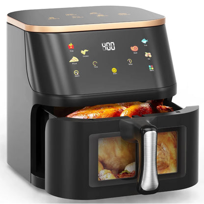 Air Fryer 10 Qt Max 450F for Cooking, 6 Presets Fry Touch Panel Easy View Window, New Black