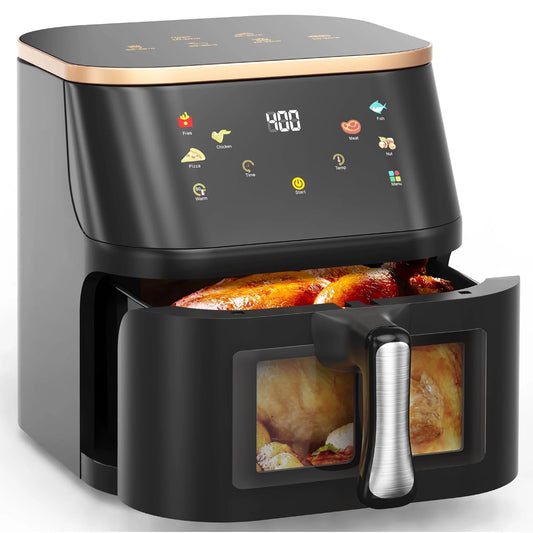 Air Fryer 10 Qt Max 450F for Cooking, 6 Presets Fry Touch Panel Easy View Window, New Black