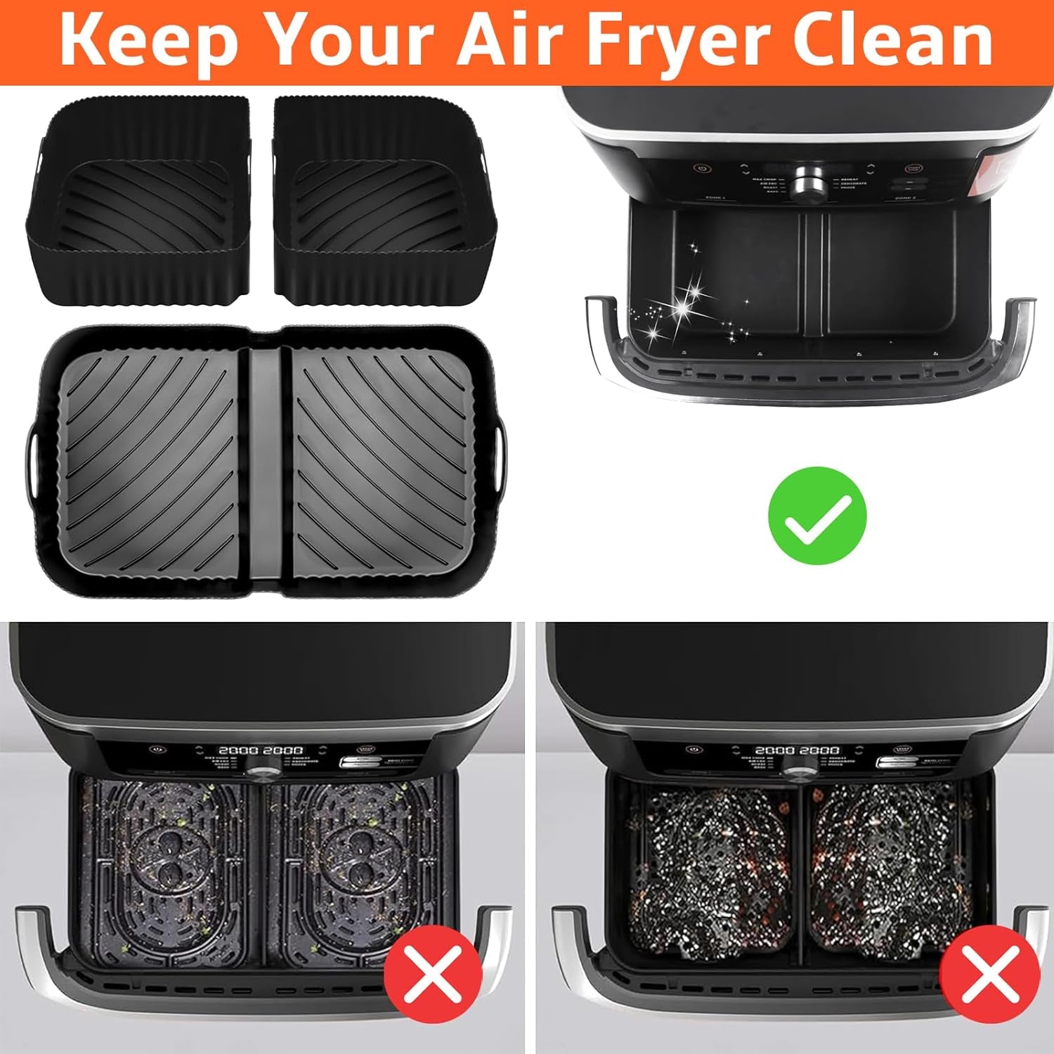 Air Fryer Silicone Liners for Ninja Dz071 7 Qt/Instant 9 Flexbasket Airfryer 3