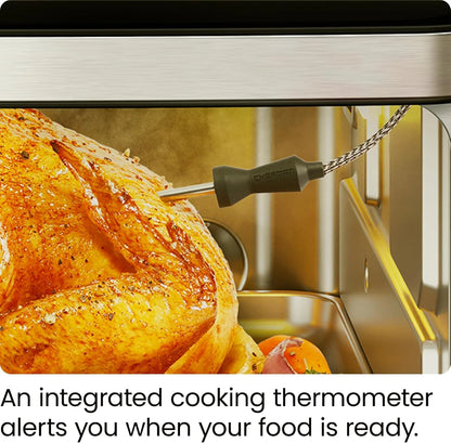 12-In-1 Air Fryer Oven Combo W/ Probe Thermometer, 20 Qt Capacity - Black Stainless Steel, New