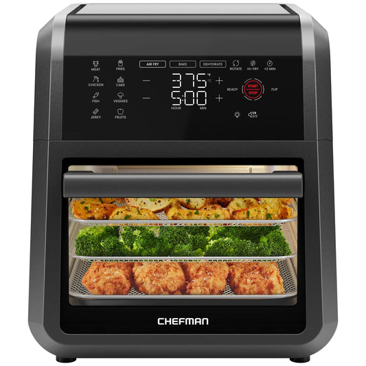 6-In-1 Multifunctional Air Fryer Oven W/ 12 Qt Capacity, Digital Touchscreen - Black, New