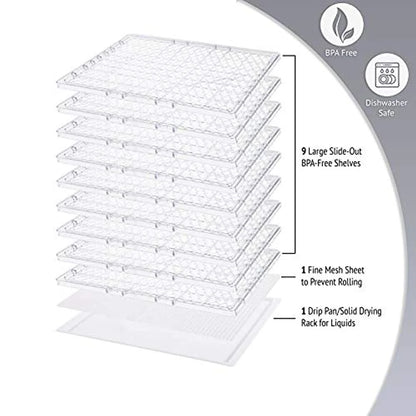 9 Tray Premium Digital Electric Food Dehydrator Machine - 600W