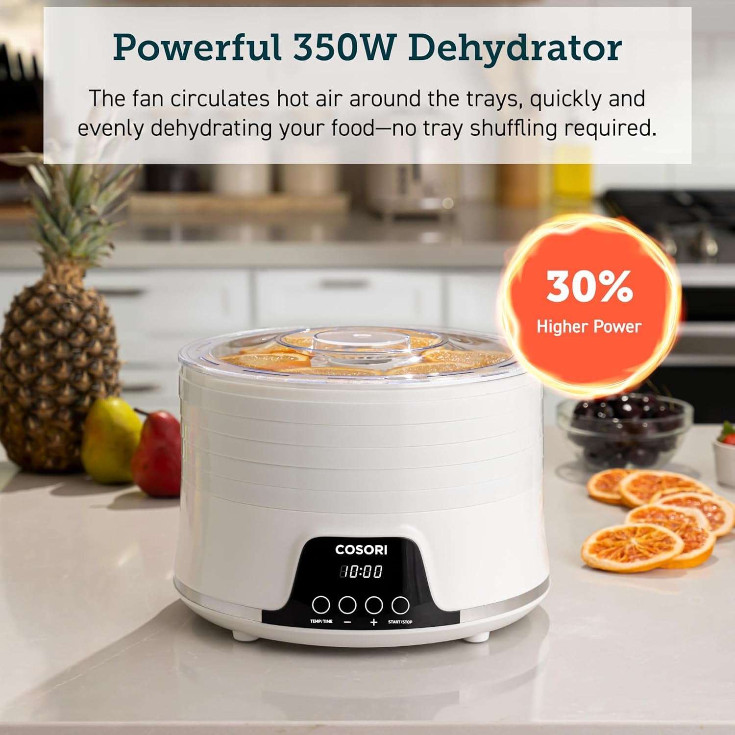 Food Dehydrator Machine for Jerky, 5 Trays with 165°F Temperature Control and 48H Timer, 350W Dryer for Fruit, Herbs, Meat, Veggies and Dog Treats, 50-Recipes Book Included