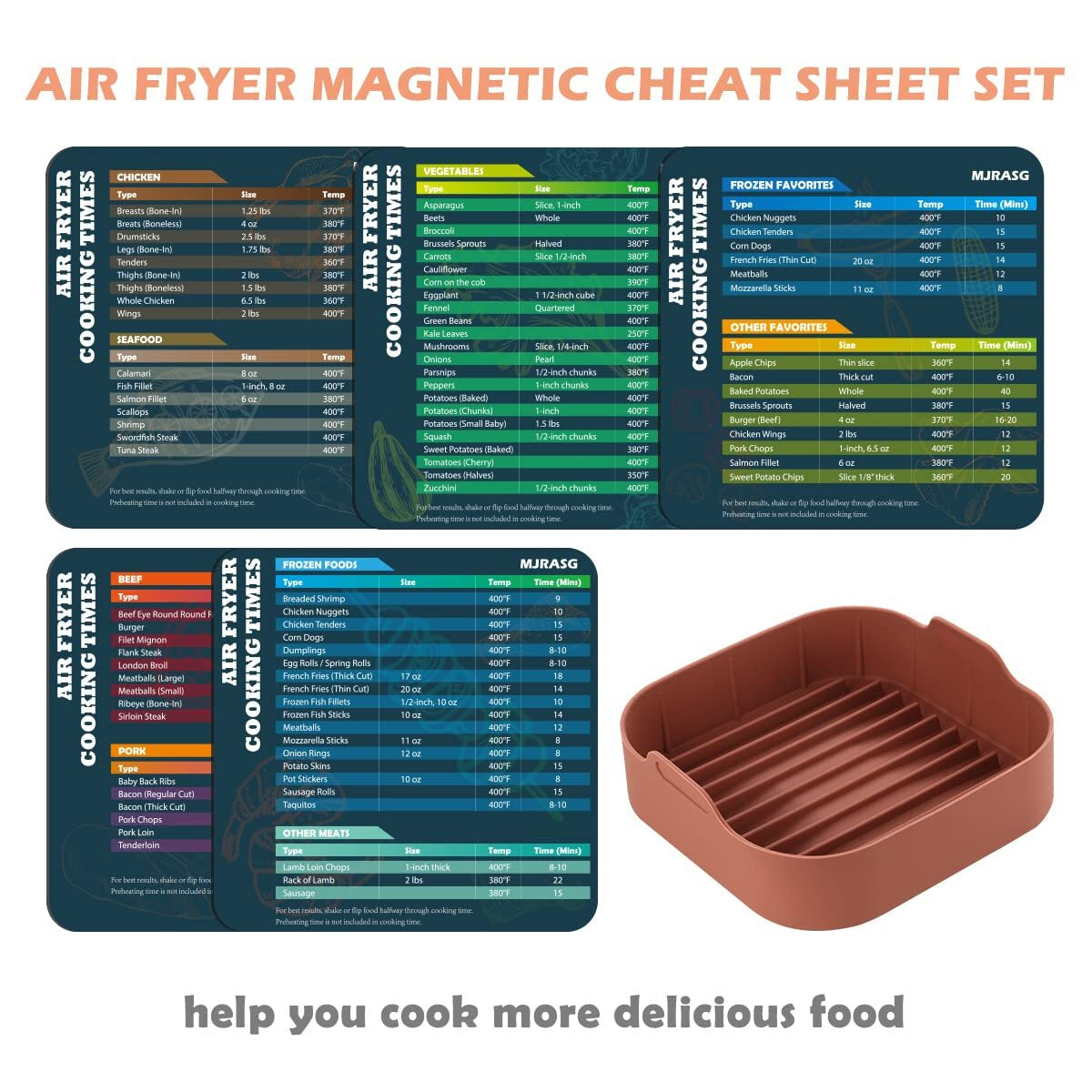 8 Inch Air Fryer Liners Square Silicone Pot with 5 PCS Air Fryer Magnetic Cheat