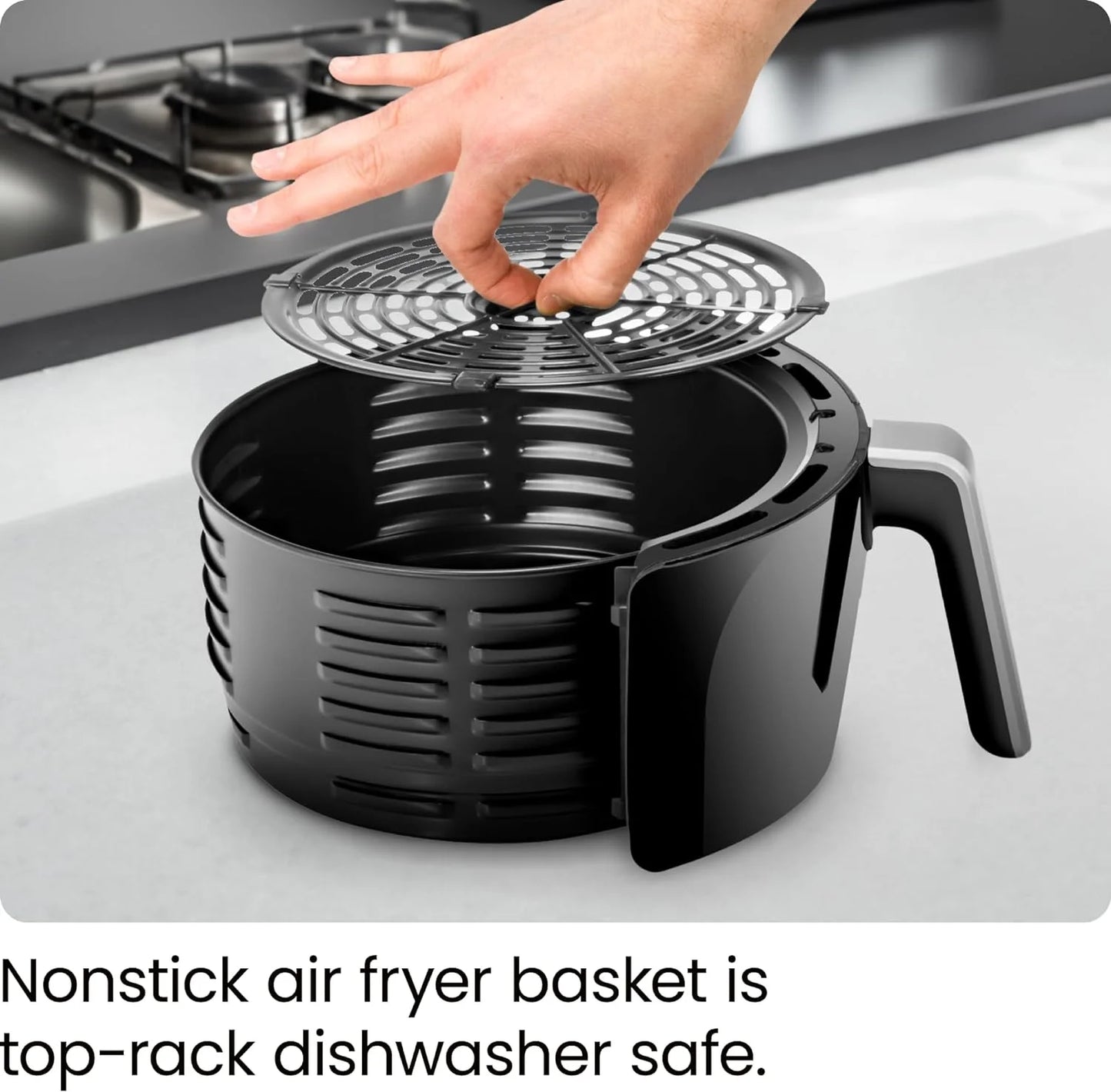 Turbofry 3.6-Quart Air Fryer, Dishwasher Safe Basket, 60 Minute Timer, Black