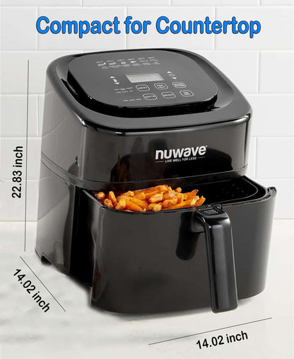 Brio 6-Quart Digital Air Fryer with One-Touch Digital Controls, Automatic Shutoff, Stainless Steel, Cooking