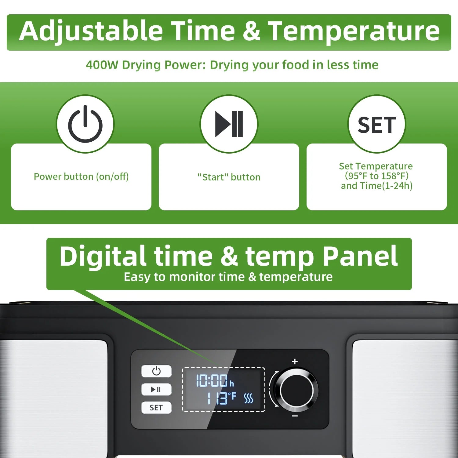 7-Tray Food Dehydrator Machine: 400W Electric Food Dryer for Jerky, Fruits, Vegetables, Dog Treats, Herbs, Snacks - Adjustable Temperature & 24H Timer, LCD Display, Silicone Tongs Included