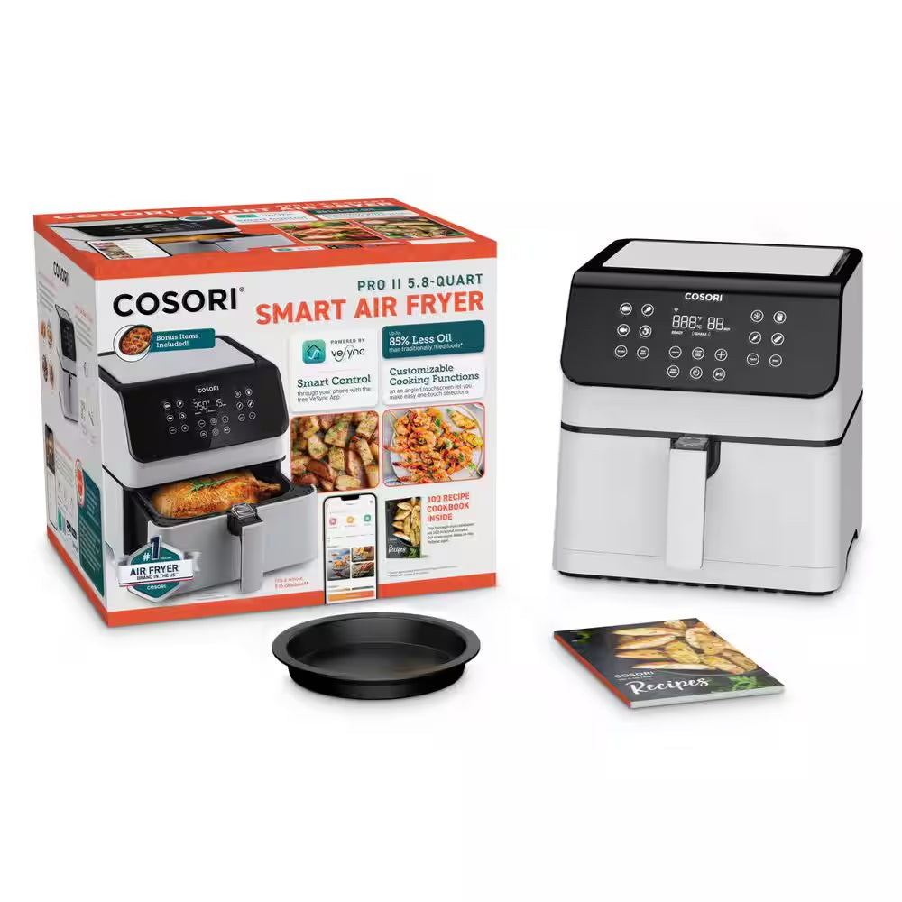 Pro XL II Smart 5.8 Qt. White Digital Air Fryer with Pizza Pan