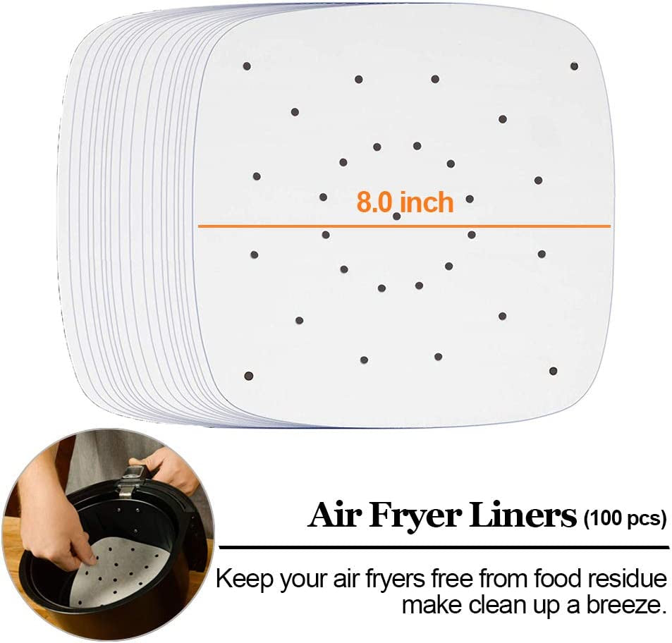 Square Air Fryer Accessories 11 Pcs with Recipe Cookbook Compatible for Philips Air Fryer, COSORI and Other Square Airfryers and Oven, Deluxe Deep Fryer Accessories Set of 12 (8 Inch)