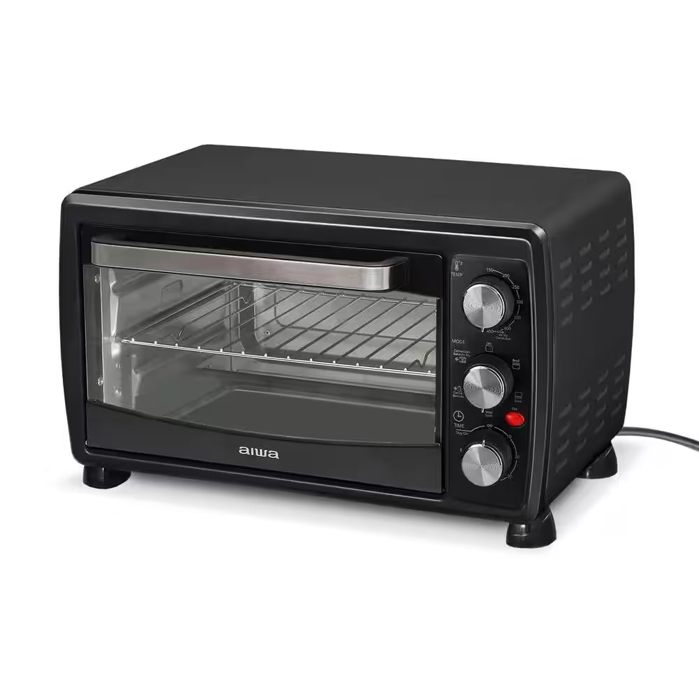 1400-Watt Black Toaster Oven, 5 Modes Air Fryer Bake Toast Cook, Temperature Control, 60 Min Timer