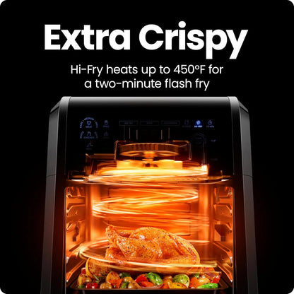 Exactemp 12 Quart 5-In-1 Air Fryer with Integrated Smart Thermometer, 28 Presets - Black, New