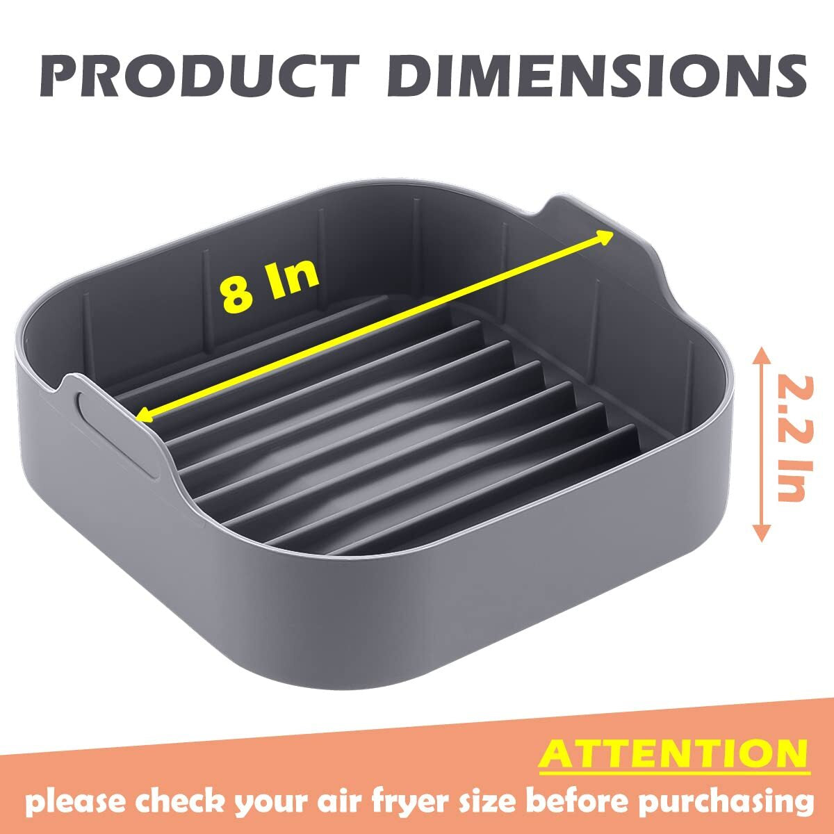 8 Inch Air Fryer Liners Square Silicone Pot with 5 PCS Air Fryer Magnetic Cheat