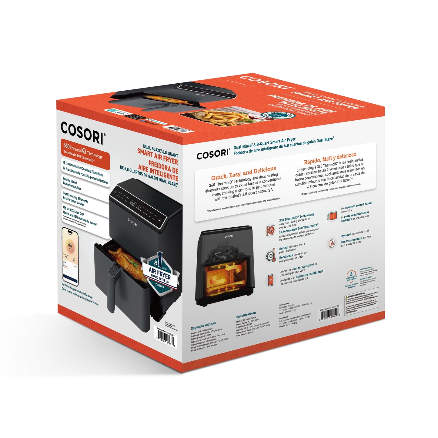 Dual Blaze 6.8Qt Ceramic Coating Smart Air Fryer - Dark Gray