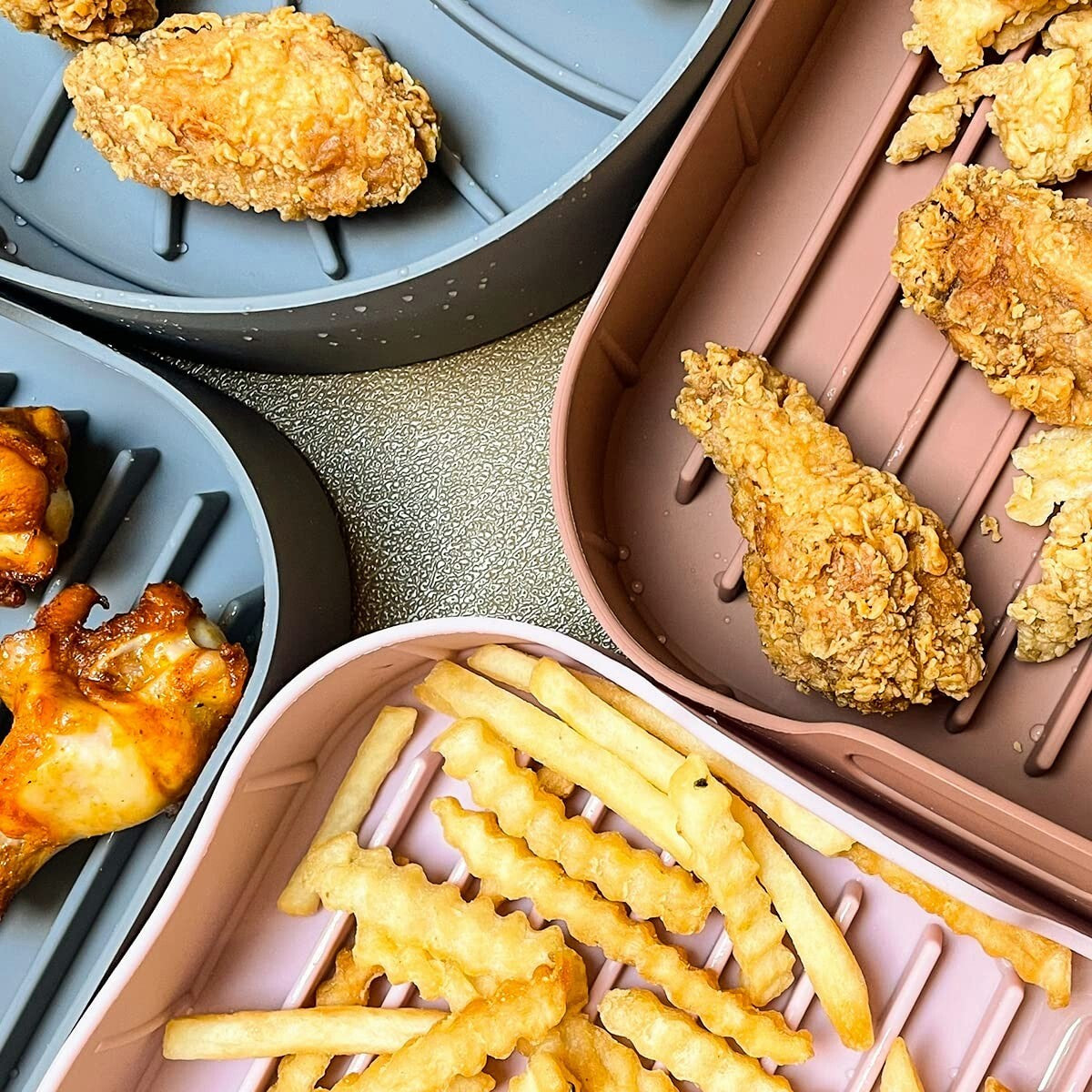 8 Inch Air Fryer Liners Square Silicone Pot with 5 PCS Air Fryer Magnetic Cheat