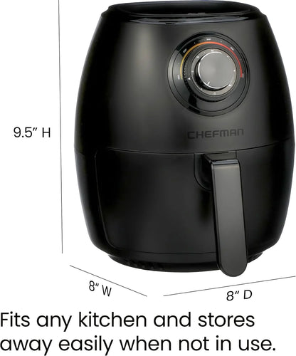 Turbofry 3.6-Quart Air Fryer, Dishwasher Safe Basket, 60 Minute Timer, Black