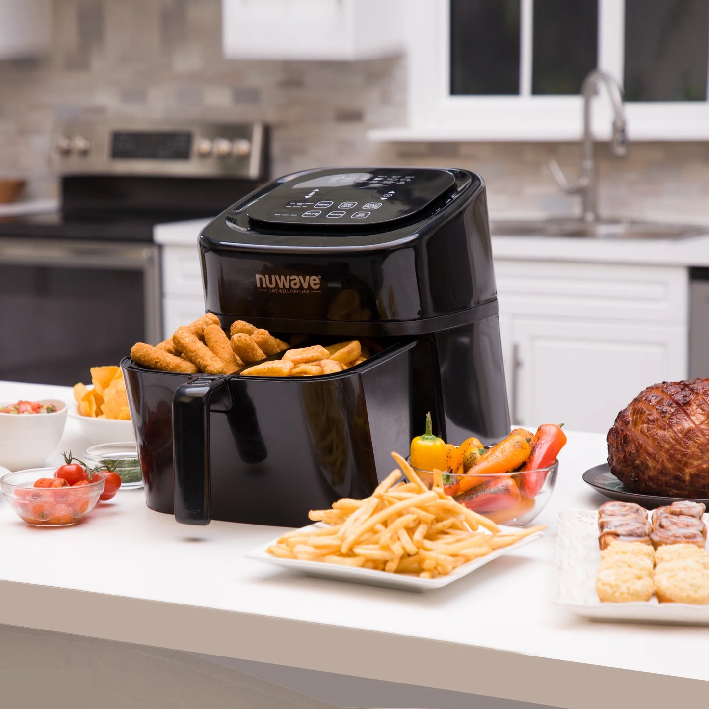 Brio 6-Quart Digital Air Fryer with One-Touch Digital Controls, Automatic Shutoff, Stainless Steel, Cooking