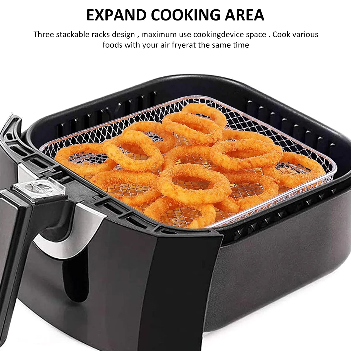 Air Fryer Racks 7.5L-8L 3-Basket Air Fryer, Stainless Steel - Three Layer Stackable Design, Dishwasher Safe