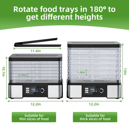 7-Tray Food Dehydrator Machine: 400W Electric Food Dryer for Jerky, Fruits, Vegetables, Dog Treats, Herbs, Snacks - Adjustable Temperature & 24H Timer, LCD Display, Silicone Tongs Included