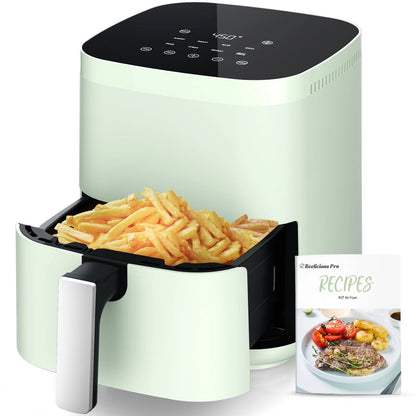 Air Fryer,  8-In-1 Smart Compact 4QT Air Fryers, Shake Reminder,450°F Digital Airfryer with Flavor-Lock Tech,Tempered Glass Display, Dishwasher-Safe & Nonstick,Fit for 1-3 People, Green