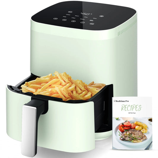 Air Fryer,  8-In-1 Smart Compact 4QT Air Fryers, Shake Reminder,450°F Digital Airfryer with Flavor-Lock Tech,Tempered Glass Display, Dishwasher-Safe & Nonstick,Fit for 1-3 People, Green