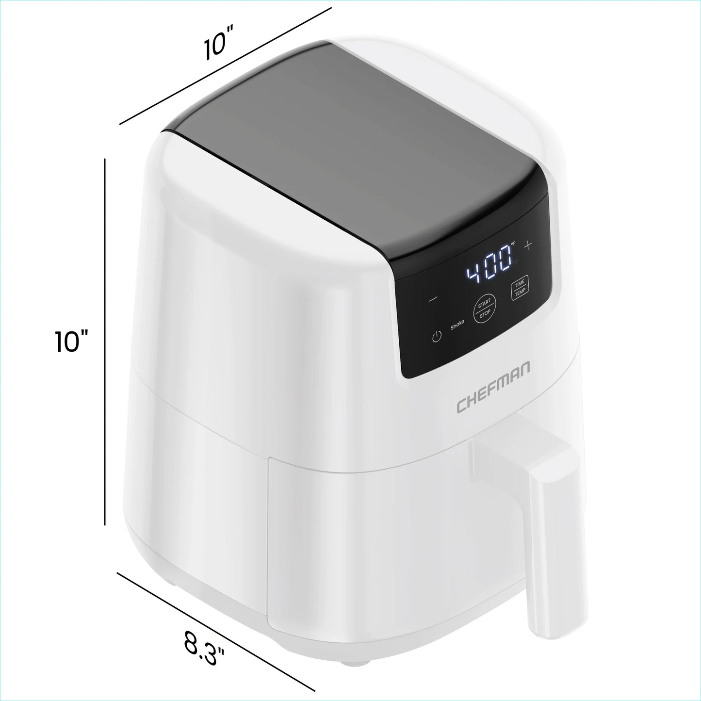 2 Qt Compact Air Fryer W/ Digital Display and Shake Reminder - White, New