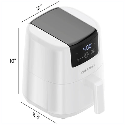2 Qt Compact Air Fryer W/ Digital Display and Shake Reminder - White, New