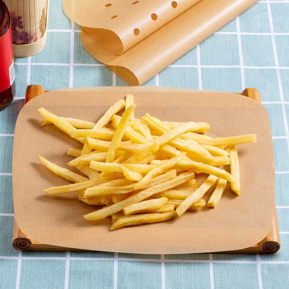 200Pcs Square Perforated and Imperforate Parchment Paper Sheets for Air Fryer 9"