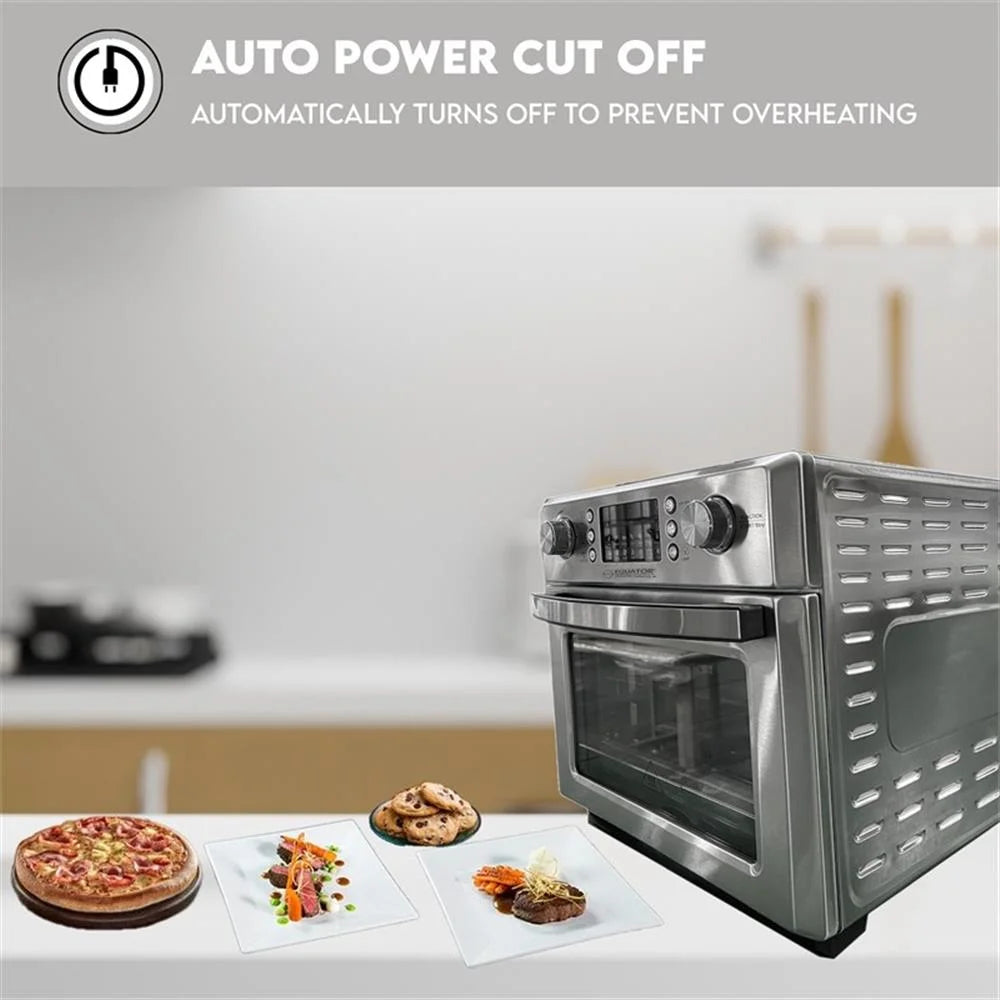 Equator 0.93 Cu.Ft Stainless 5-In-1 Air Fryer, Convection Oven, Pizza Oven, Grill, and Dehydrator with 360 Air Circulation