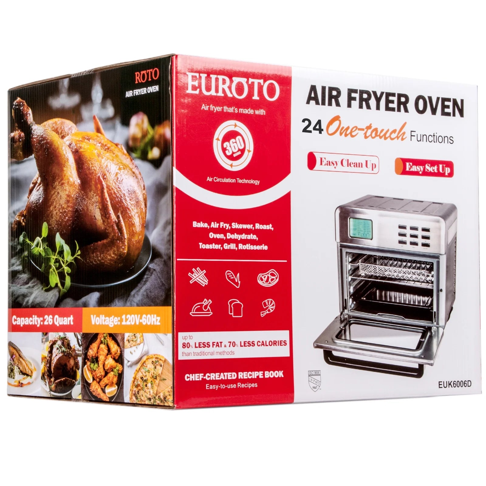 Air Fry Oven, 26.8 Quart 24 in 1 Function 360 Air Circulation, Bake, Broil, Toast, Air Fry, Air Roast, Digital Toaster, True Surround Convection, Includes Recipe Book, 1800 Watts, Steel Finish