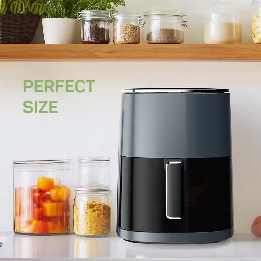 6 Qt. Grey Air Fryer with Roast, Reheat, Dehydrate, Bake, Steam, and More, 400°F Max