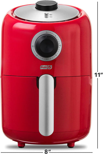 Compact Air Fryer Oven Cooker with Temperature Control, Non-Stick Fry Basket, Recipe Guide + Auto Shut off Feature, 2 Quart - Red