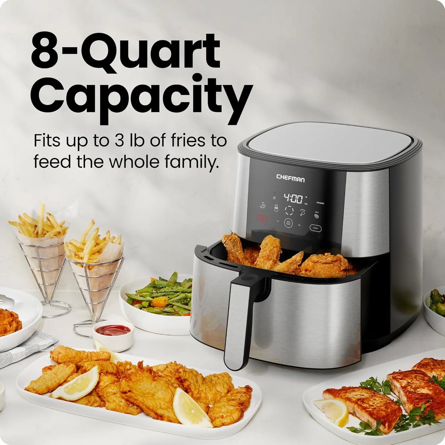 Turbofry Touch XL 8 Qt. Air Fryer with Digital Controls - Stainless Steel, New