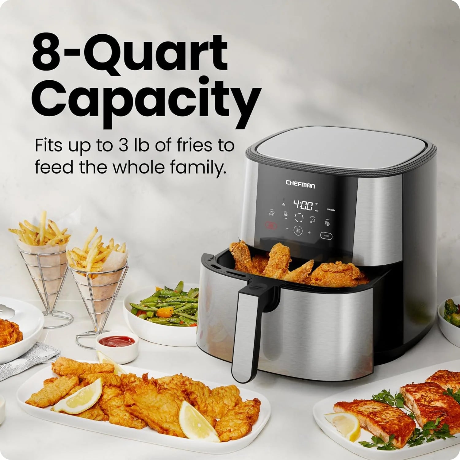 Turbofry Touch XL 8 Qt. Air Fryer with Digital Controls - Stainless Steel, New